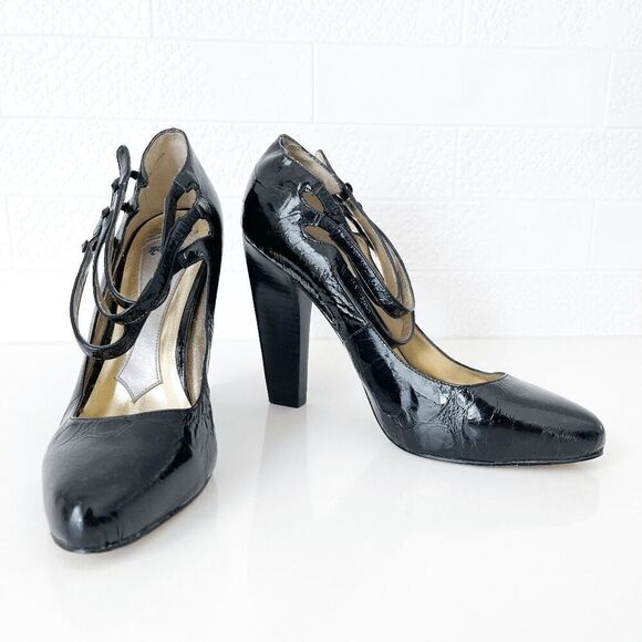 Hale Bob Womens Patent Snake Print High Heels Black 8.5M - Picture 2 of 6
